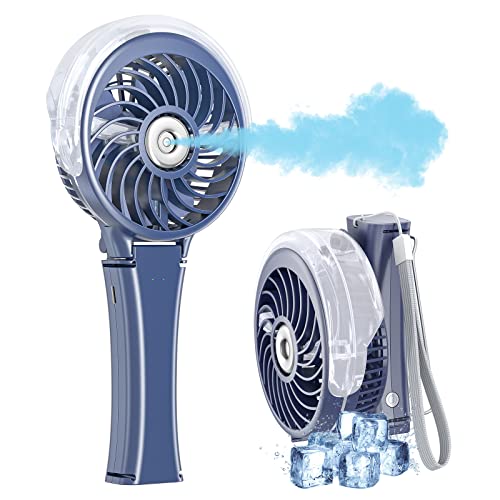 HandFan 2024 Upgraded Portable Misting Fan, 34ml Handheld Personal Mister Fan Rechargeable, Battery Operated Spray Water Mist Fan, Mini Cooling Fans for Makeup, Travel, Outdoors, Disney(Royal Blue)