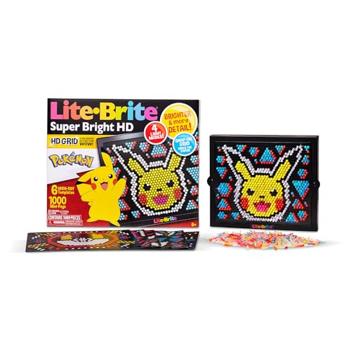 Lite-Brite Super Bright HD, Pokemon Edition - Creative Retro Light-Up Screen – Educational Play for Children, Enhances Creativity, Gift for Boys and Girls Ages 6+