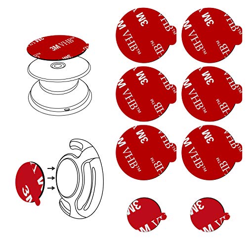 3M Sticky Adhesive Replacement Parts for Pops Socket Base, 6pcs 1.38 Circle Double Sided Tape for Collapsible Grip Stand's Back, 2pcs VHB Sticker Pads for Car Socket Mount & Cell Phone Magnetic Holder