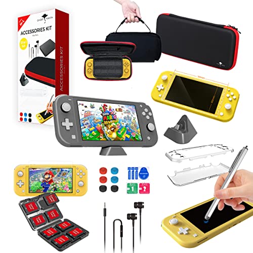 Switch Lite 12 in 1 Accessories Kit For Nintendo Switch Lite Console, Bundle Mini Charging Base, Headphone, Protective Cover case, Carry Bag, Screen Protector, Game Card Storage, Stylus, 6 Thumb Grips