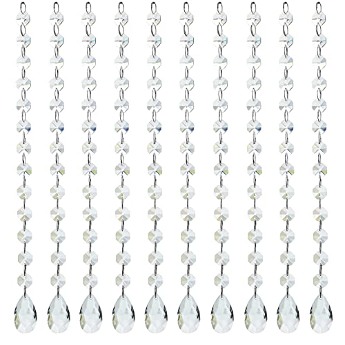 KANPURA 1ft 10pcs Teardrop Crystals Garland,Crystal Teardrop Chandelier Replacement,Hanging Glass Crystals for Chandelier,Wedding Decor(Clear)