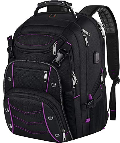 VECKUSON Unisex 18.4 Inch Laptop Backpack, Purple Rfid, For College Students And Adults