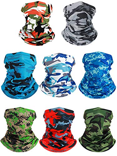 SATINIOR 8 Pieces Summer UV Protection Neck Gaiter Scarf Balaclava Cooling Breathable Face Cover Scarf