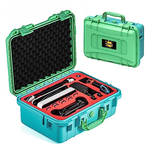 DEVASO Carrying Case for Nintendo Switch Travel Case, Professional Deluxe Waterproof Case Soft Lining Hard Case for Nintendo Switch OLED Model Console, Controller and Other Accessories (Green&Blue)