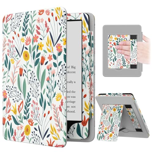 Moko Case for 6.8' Kindle Paperwhite (11th Generation-2021) and Kindle Paperwhite Signature Edition, Slim PU Shell Cover Case with Auto-Wake/Sleep for Kindle Paperwhite 2021, Flowers