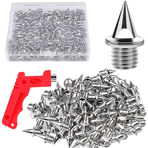 JULMELON 120PCS 1/4inch Stainless Steel Track and Cross Country Spikes Golf Shoe Spikes with Spike Wrench, Replacement Spikes for Sprint Sports Short Running Track Shoes