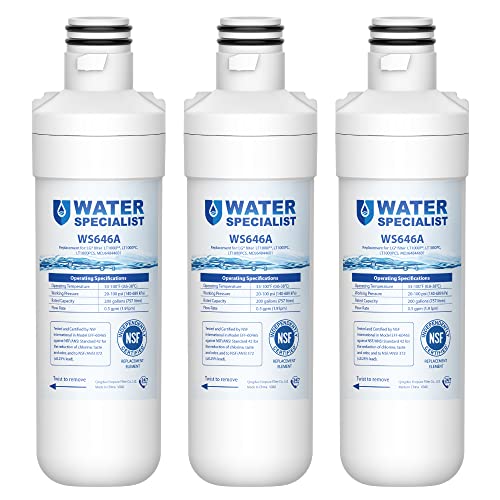 Waterspecialist MDJ64844601 Refrigerator Water Filter, NSF Certified, Replacement for LG LT1000P, LT 1000P, LT1000PC, LT1000PCS, LFXC24796S, ADQ74793501, ADQ74793502, Kenmore 46-9980, 9980 (Pack of 3)