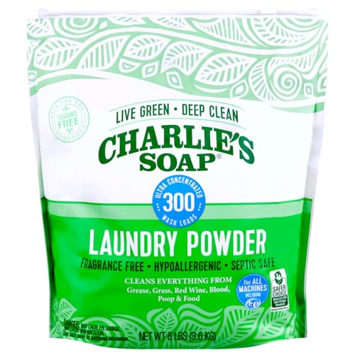 Charlie’s Soap Laundry Powder (300 Loads, 1 Pack) Hypoallergenic Deep Cleaning Washing Powder Detergent – Eco-Friendly, Safe, and Effective