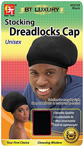 Unisex Stocking Dreadlocks Cap Stretchable Soft Durable Long Lasting Lightweight Comfortable Night Sleeping Headwear (Black)