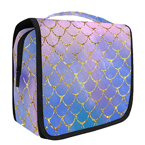 senya Hanging Travel Toiletry Bag Kit Makeup Case Cosmetics Organizer for Men Women (Mermaid Scale)