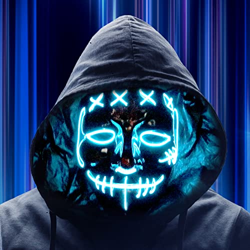 JUEYINGBAILI Scary Purge Costume Mask- Light Up Led Cosplay Creepy Masks- Cosplay Costumes- Purge Masks- Costume Masks