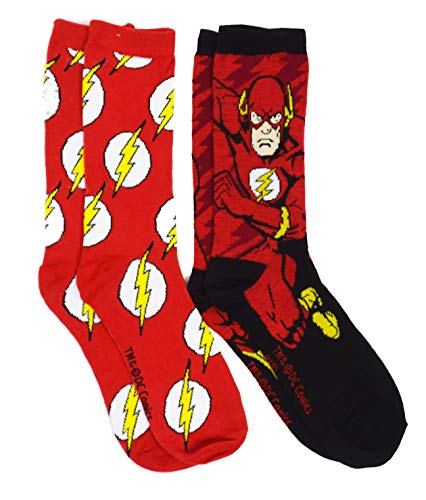 DC Comics The Flash Logo Barry Men's Casual Crew Sock Set Pack of 2