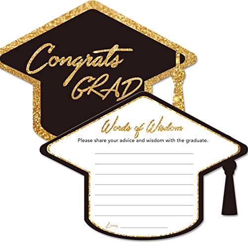 Yuzi-n Graduation Advice Cards for The Graduate (50 Pack), High School or College Graduation Party Games Decorations Supplies, Well Wishes Cards for Graduates