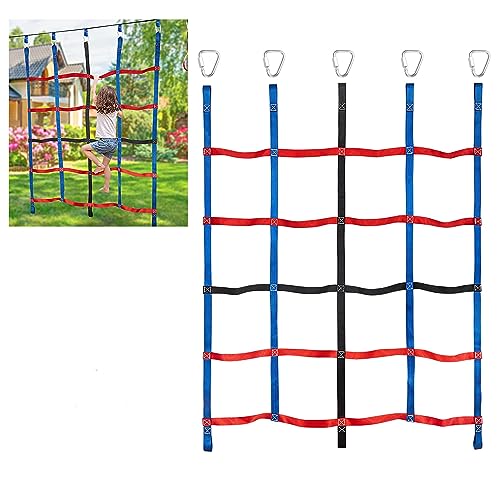 MONT PLEASANT Climbing Cargo Net for Kids Ninja Net Climbing Swingset Polyester Rope Ladder for Jungle Gyms Playground Ribbon Net Obstacle Course Training Climbing Net for Outdoor Treehouse