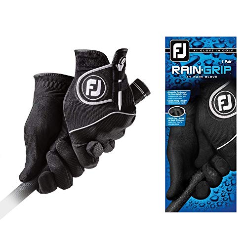 FootJoy Men's RainGrip Pair Golf Glove Black Cadet Medium, Pair