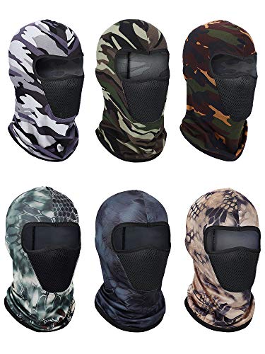 Sumind 6 Pieces Summer Balaclava Face Cover UV Sun Protection Breathable Long Neck Cover for Outdoor Cycling Sports(Camouflage, Medium)