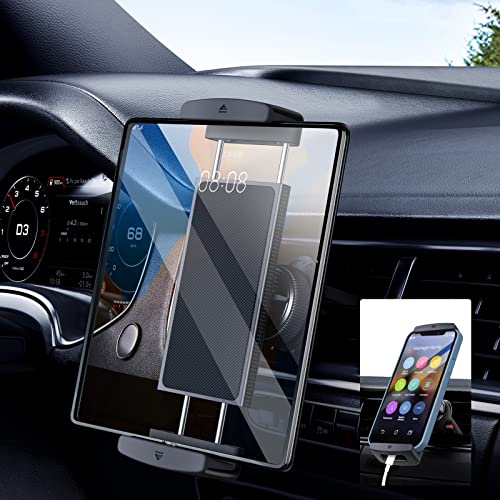 xuenair iPad Mini Car Mount, [360° Rotatable& Firmly Grip & Never Fall Off] Vent Tablet Mount for Car, Z Fold Car Mount for iPad Mini Pro Air Z Fold 5 4 3 iPhone Samsung and More 4-12.9' Device