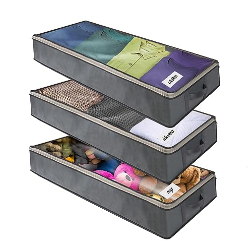 NestNeatly SmartCube Under Bed Storage Bag - Set of 3 Foldable Organization Bins