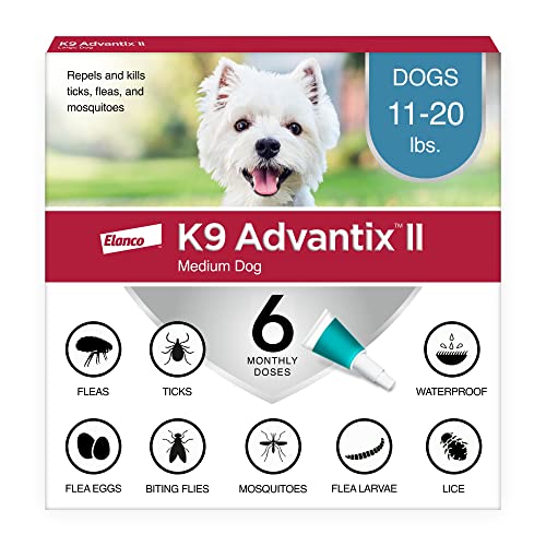 K9 Advantix II Medium Dog Vet-Recommended Flea, Tick & Mosquito Treatment & Prevention | Dogs 11-20 lbs. | 6-Mo Supply