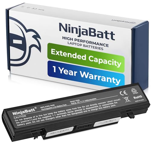 NinjaBatt Battery for Samsung AA-PB9NC6B AA-PB9NS6B AA-PB9MC6B NP300E5A R540 RV510 RV511 NP305V5A AA-PB9NS6W NP300V5A Q430 RC512 RV515 NP355V5C R530 - Black - High Performance [6 Cells/4400mAh]