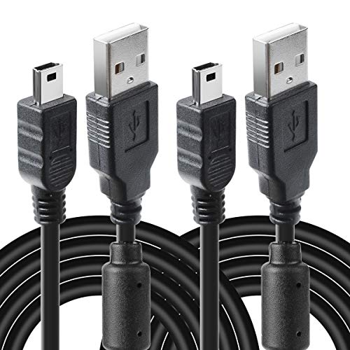 VSEER 2 Pack 10ft PS3 Controller Charger Cable - Mini USB Data Charging Cord for PS Move/PS3/PS3 Slim Controller, TI84 Plus CE, Digital Camera