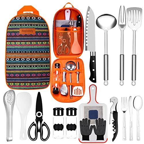 Camping Kitchen Equipment Camping Cooking Utensils Set Portable Picnic Cookware Bag Campfire Barbecue Appliances Essential Gadgets and Accessories Suitable for Tent Campers,