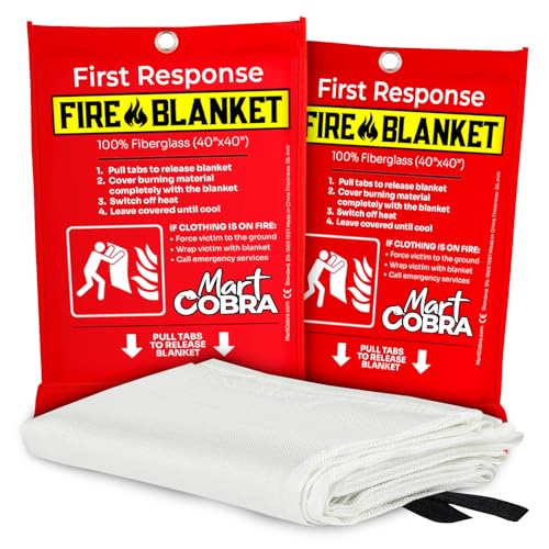 Mart Cobra Fire Blanket for Home Safety x2 Cobra Blanket Emergency Fire Blanket for Kitchen Fiberglass Fire Blankets Fireproof Blanket House Fire Safety Flame Retardant Fabric Home Safety Tarp Grease