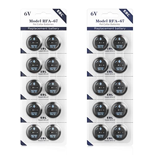 EBL RFA-67 6 Volt Ret Collar Replacement Batteries Compatible with PIF-300 RF300 PIF-275-19 PRF-3004W PUL-250 (20 Pack)