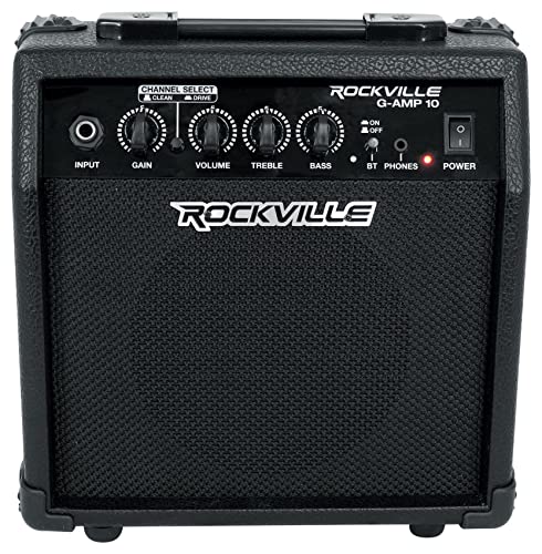 Rockville G-AMP 10 Watt Guitar Amplifier Amp with Bluetooth + Clean/Distortion