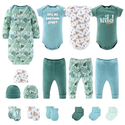 The Peanutshell Newborn Clothes & Accessories Gift Set -16 Piece Layette Set - Wild Jungle - Fits Newborn to 3 Months