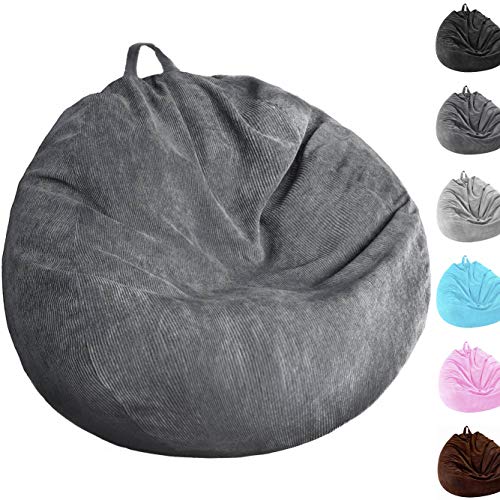 Stuffed Animal Storage Bean Bag Chair Cover (No Filler) Washable Ultra Soft Corduroy Bean Bag Cover for Organizing Plush Toys or Textile, Sack Bean Bag for Adults, Teens
