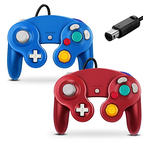FIOTOK Gamecube Controller, Classic Wired Controller for Wii Nintendo Gamecube (Red & Blue)