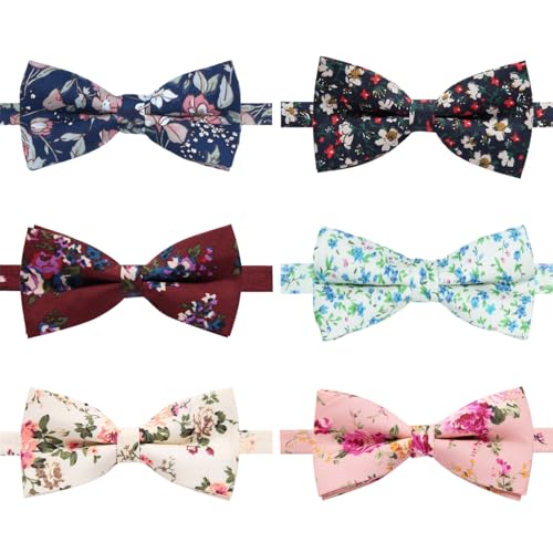 AUSKY Elegant Adjustable Pre-tied bow ties for Men Boys in Different Colors（1&4&5&6&8 Pack for option (A)