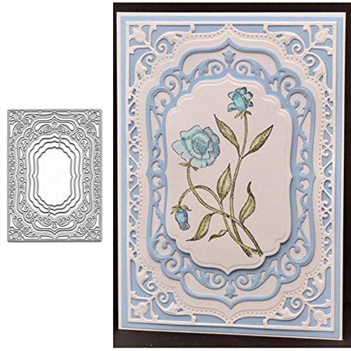 Adies Laced Rectangle Frame Metal Die Cuts,Flower Border Square Frames Layering Label Card Cutting Dies Cut Stencils for DIY Embossing Photo Decorative Paper Dies Making 12.5x8.8cm4.92inx3.46in