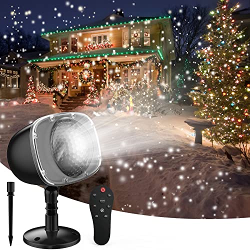 Christmas Snowfall Light Projector, LED Snow Lights with Remote Control Holiday Light Rotation for Valentines Day Christmas Halloween Holiday Party Wedding Garden House Landscape Decorations