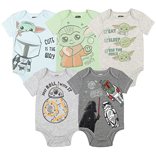 STAR WARS The Child Darth Vader Stormtrooper BB-8 Newborn Baby Boys 5 Pack Bodysuits Multicolor 3-6 Months