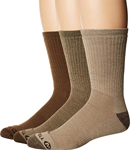 Merrell womens 3 Pack Cushioned Performance Hiker (Low Cut/Quarter/Crew) Casual Sock, Assorted Olive (Crew), 9 11 US