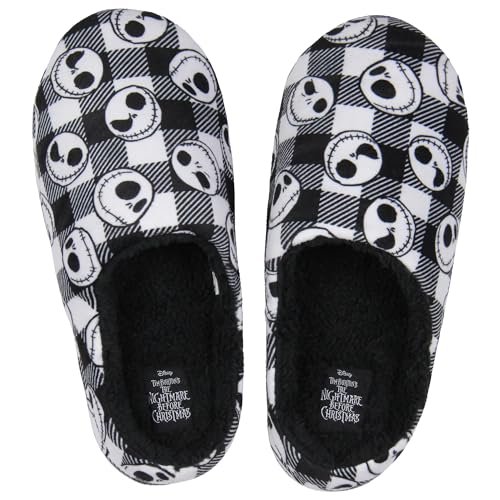 Disney Nightmare Before Christmas Jack Skellington Fleece Lined Foam Slippers For Men Women, House Slippers for Indoors and Outdoor (Small/Medium)