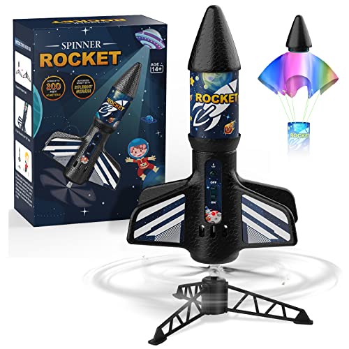 Rocket Launcher for Kids, Self Launching Motorized Air Rocket Toy, Outdoor Toys for Ages 8-12, Model Rockets with Parachute Safely Land, Launch up to 200 ft Birthday Gifts for Boys