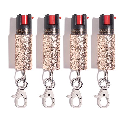 Pepper Spray Maximum Strength Self Defense Keychain for Women, 12-Foot Spray Range & UV Dye - Glitter