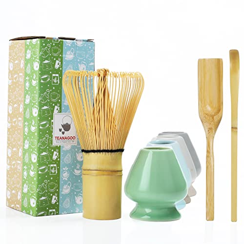 TEANAGOO MA-01 Japanese Matcha Ceremony Accessory, Matcha Whisk (Chasen), Traditional Scoop (Chashaku), Tea Spoon, Whisk Holder, The Perfect Set to Prepare a Traditional Cup of Matcha.…