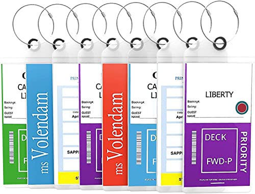 Highwind Cruise Luggage Tags for Suitcases | Compatible w/All Cruise Lines | E-tag Holders Zip Seal&Steel Loops | ID Badge | Waterproof Clear Cruise Tags (8pk, Clear)