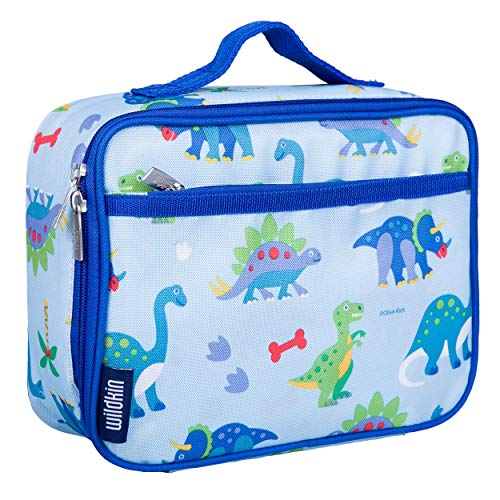 Wildkin Kids Insulated Lunch Box Bag for Boys & Girls, Reusable Kids Lunch Box is Perfect for Early Elementary Daycare School Travel, Ideal for Hot or Cold Snacks & Bento Boxes (Dinosaur Land)