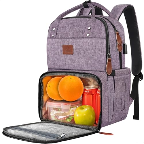 MATEIN Laptop Backpack with Lunch Box, Insulated Women Backpacks with Cooler Compartment, 15.6 inch Water Resistent Tote Food Bag with USB Charging Port for College Beach Camping Picnics Hiking