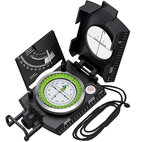 Proster IP65 Hiking Compass, Compass Survival for Geometry, Professional Military Compass with Sighting Clinometer for Camping Hunting Hiking Geology Activities