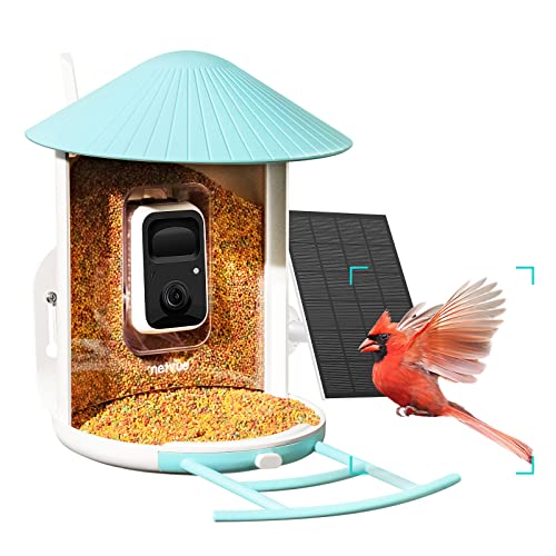 NETVUE Birdfy Smart Bird Feeder with Camera, Bird Watching Camera, Auto Capture Bird Videos & Motion Detection, Wireless Camera Ideal Gift for Bird Lover (Solar Blue)