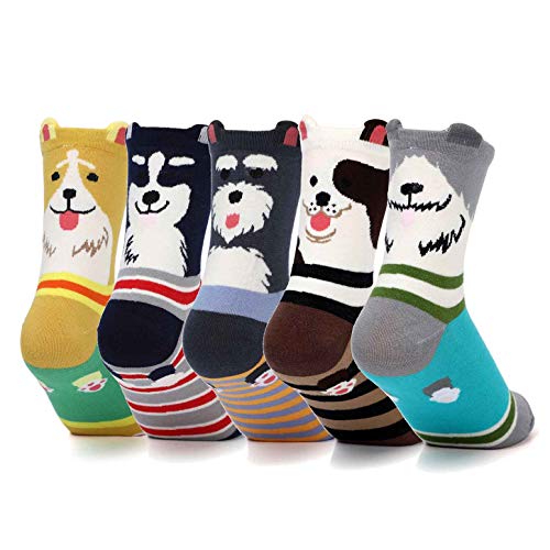 DOBIKULU Womens Grils Cute Animal Socks, Puppy Dog Lover Gifts for Women, Female Presents for Mom Lady, Funny Cotton Casual Crew Novelty Dog Socks, Fun Lovely Print Pattern Socks