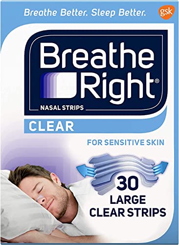 (120 Strips) Breathe Right Nasal Strips Clear Large for Sensitive Skin