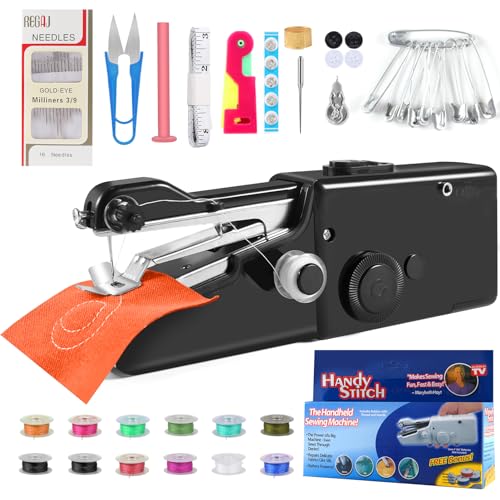 Handheld Sewing Machine, LKJ Mini Handheld Sewing Machine for Quick Stitching, Portable Sewing Machine Suitable for Home,Travel and DIY, Tool Kit for Clothing Repair and Sewing Crafts