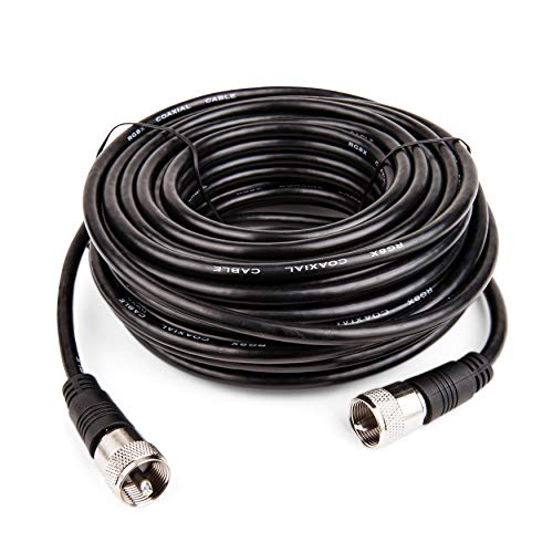 RG8X Coaxial Cable - Connector - RG8X Coax – UHF CB Antenna Cable - CB Coax Cable – 50 ft / 15.24 Meters UHF PL259 Male to Male Low Loss Cable - 50 Ohm for HAM Radio - Antenna Analyzer STEREN 205-750